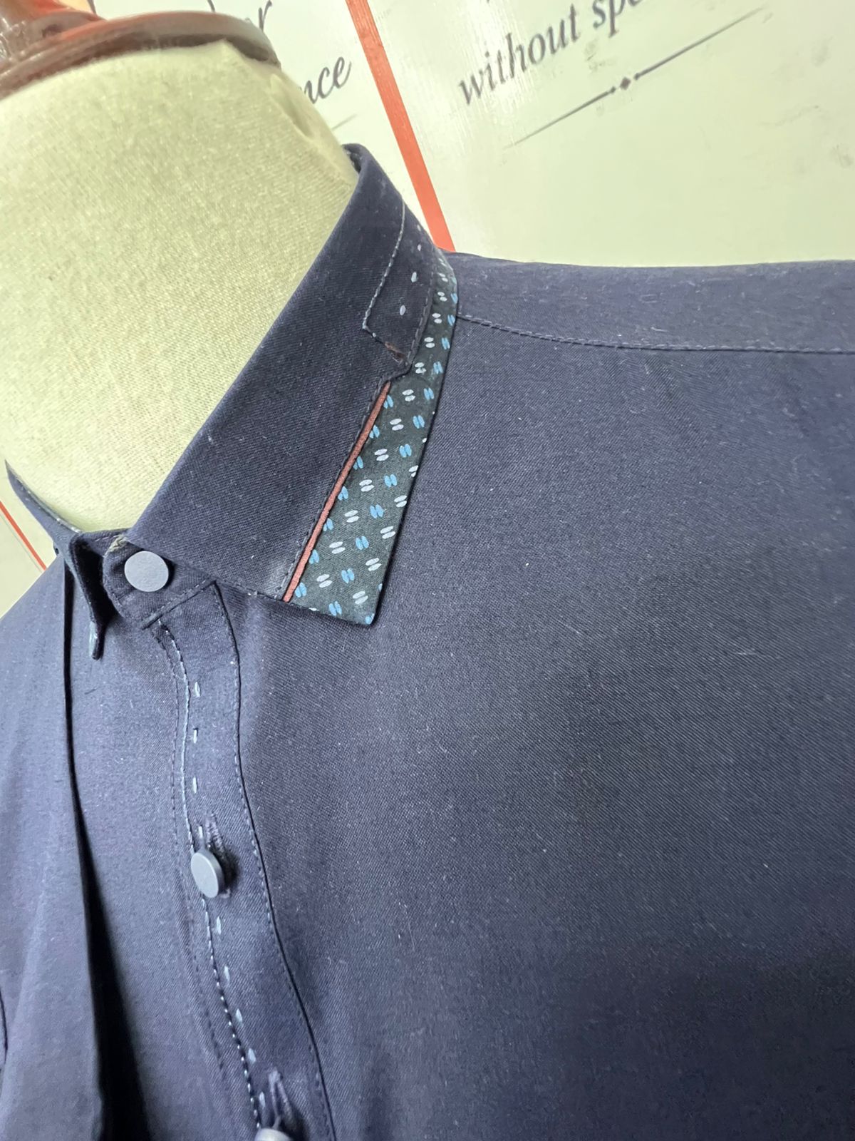 Blue Colour Double Cantras In Wash&Wear Fabric