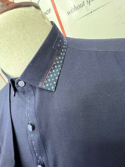 Blue Colour Double Cantras In Wash&Wear Fabric