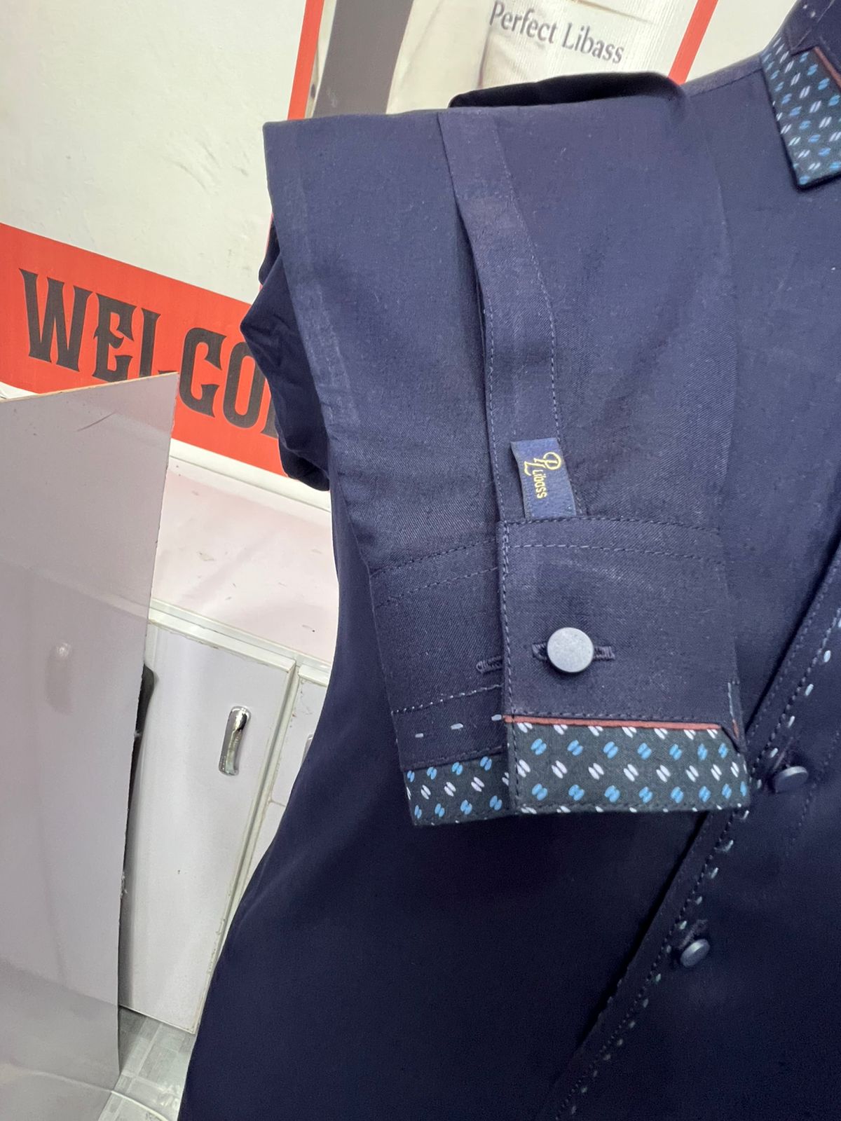 Blue Colour Double Cantras In Wash&Wear Fabric