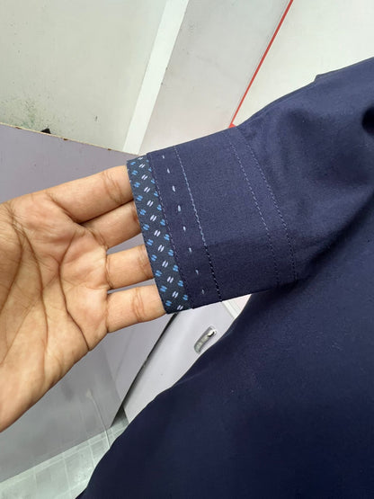 Blue Colour Double Cantras In Wash&Wear Fabric