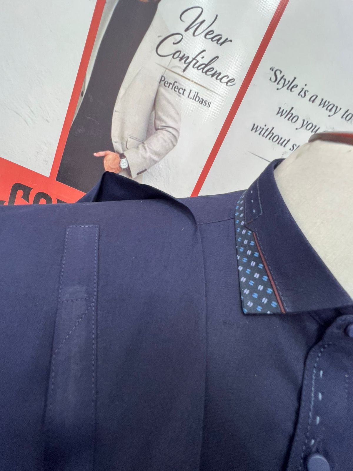 Blue Colour Double Cantras In Wash&Wear Fabric